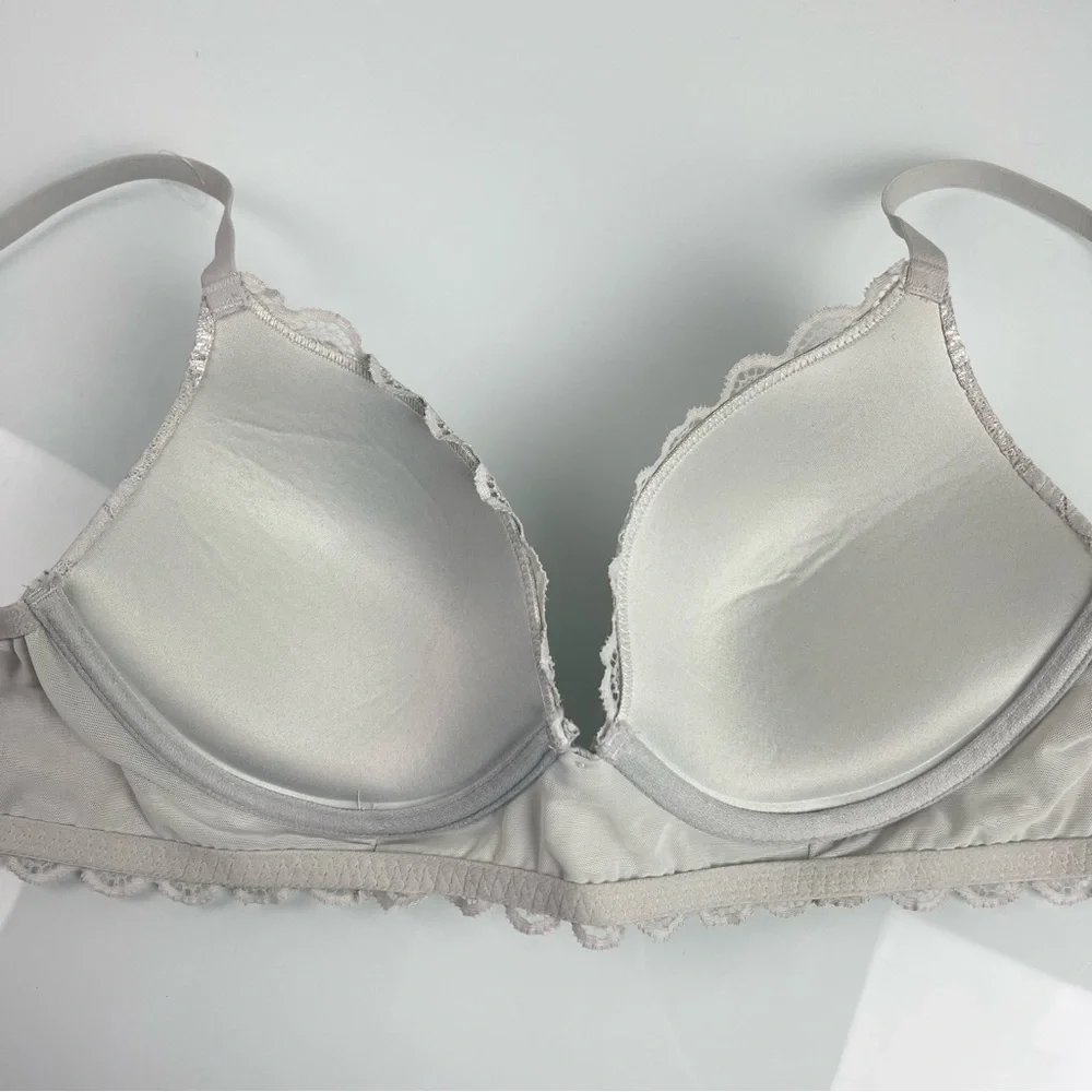 Aerie Bra‎ Racerback 2-1 Convertible Silver Gray Lace Floral Padded Underwire - Picture 6 of 9
